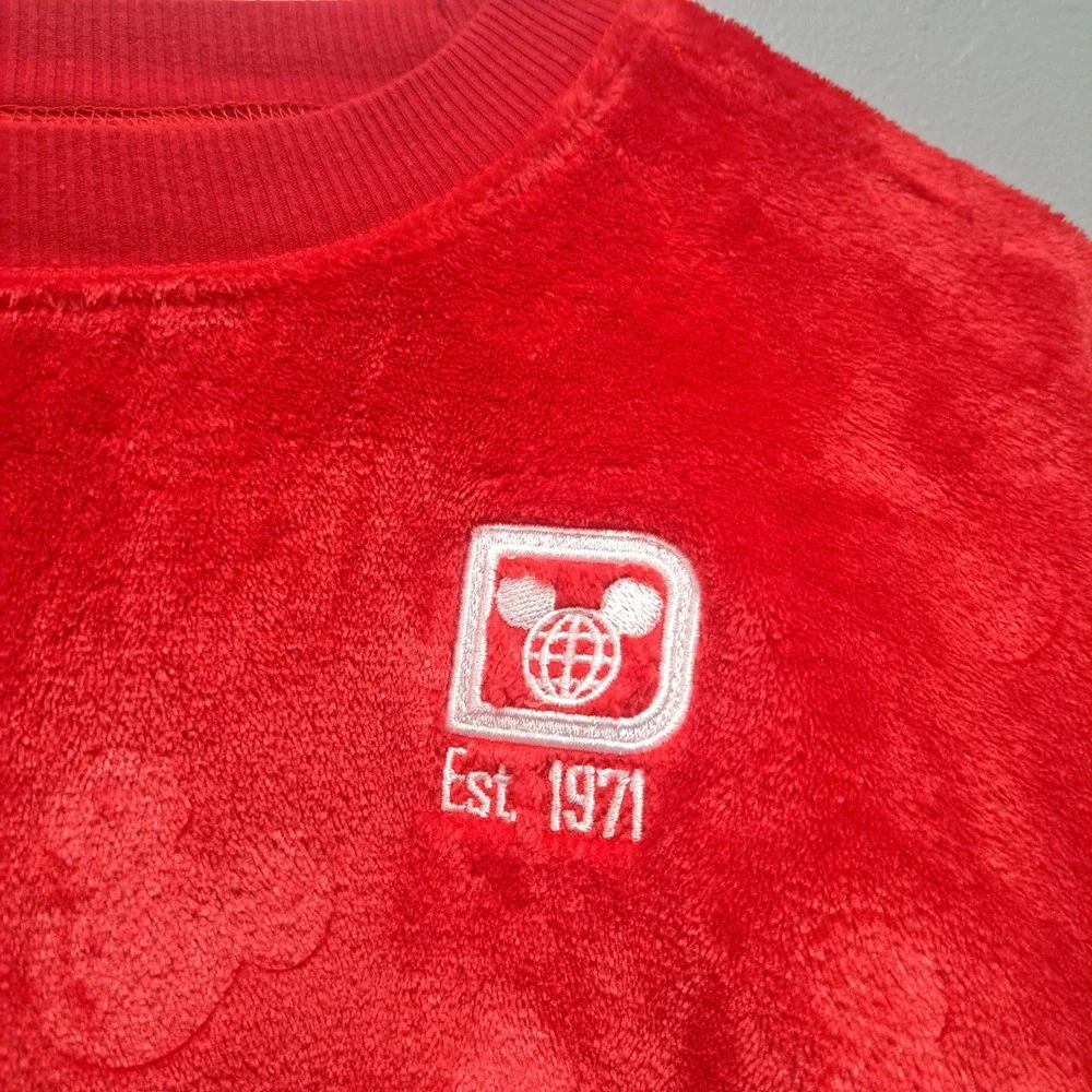 Disney Spirit Jersey Kids Red Fleece Mickey Mouse Walt Disney World Pullover L - Picture 3 of 7